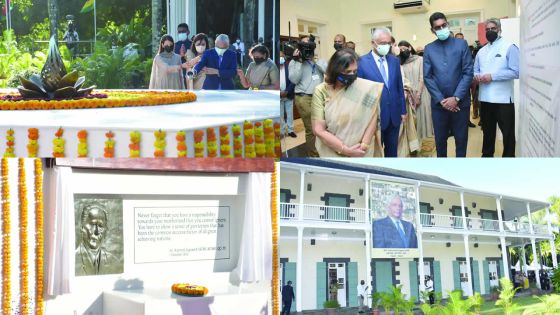 Cérémonie au Jardin de Pamplemousses : une stèle et une expo en mémoire de SAJ