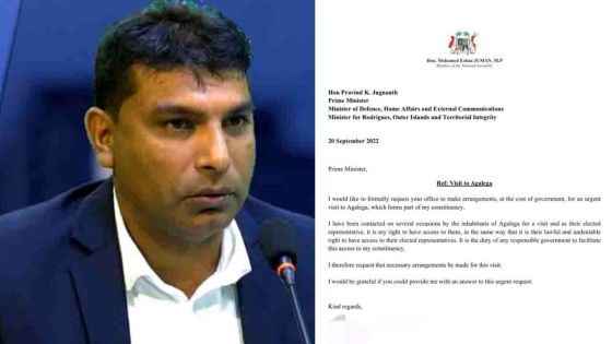 Agalega : Juman demande au PM de lui faciliter une visite urgente sur l’archipel