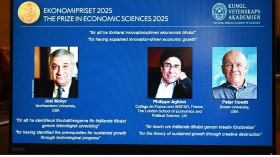 Le Nobel d'économie 2025 décerné à un trio pour ses travaux sur la croissance et l'innovation