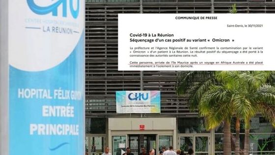 Cas positif du variant Omicron à La Réunion : la personne avait transité par Maurice