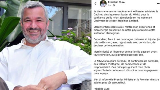 AHL : Frédéric Curé décline sa nomination avec «regret mais avec conviction» face à une campagne qu’il qualifie de «malsaine» et d’«injuste»