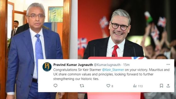 Pravind Jugnauth félicite le chef du parti travailliste britannique pour sa victoire aux législatives
