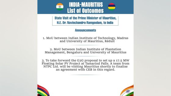 Inde-Maurice : Échanges de protocoles d’accord