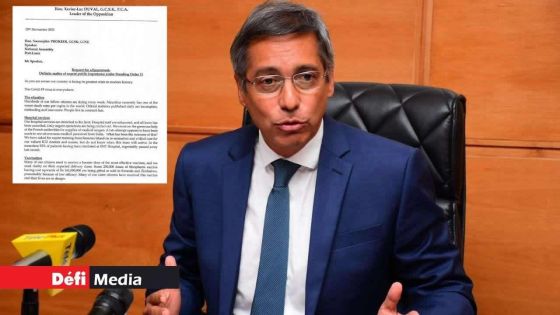 Situation sanitaire : Xavier-Luc Duval demande la suspension des débats, retrouvez sa lettre au Speaker