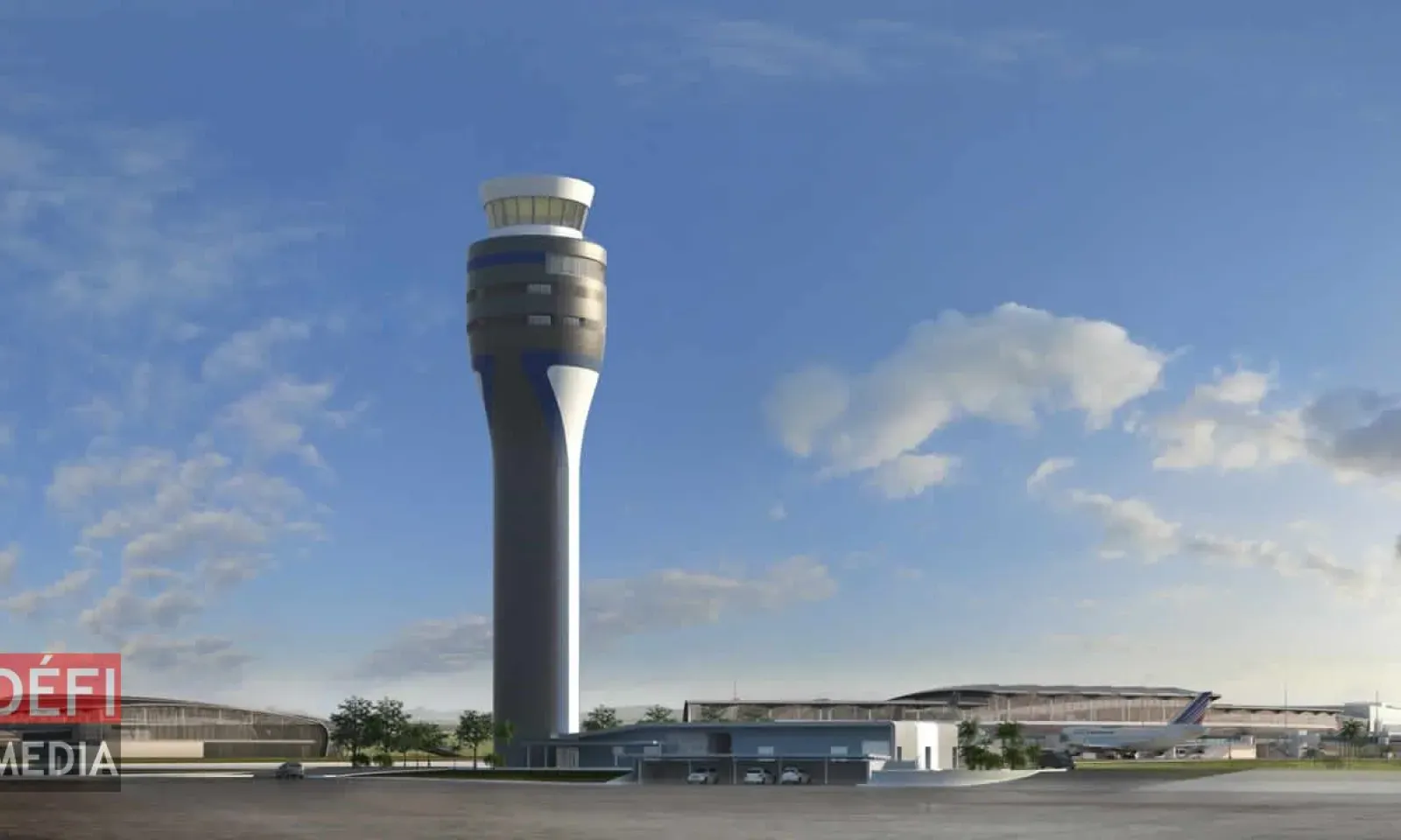 La maquette de la nouvelle tour de contrôle qui fera 66 mètres de haut et qui coûtera Rs 500 millions.