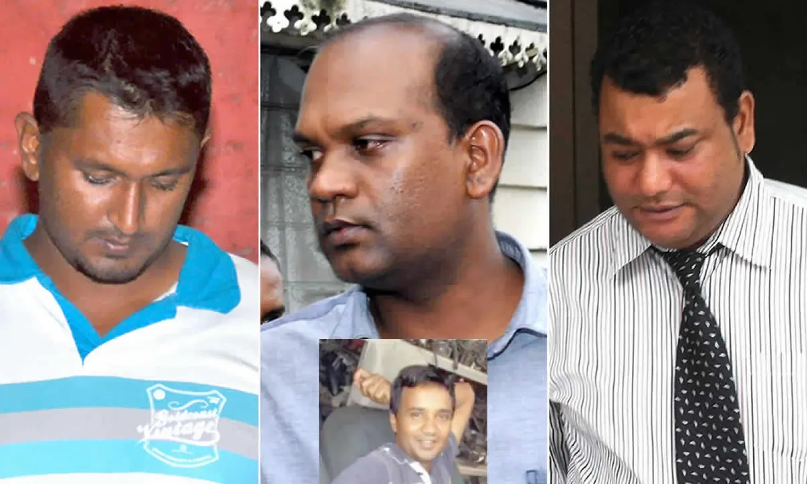 Joshan Raggoo, Vikash Persand et Jonny Laboudeuse. En médaillon, Mohamed Iqbal Toofanny