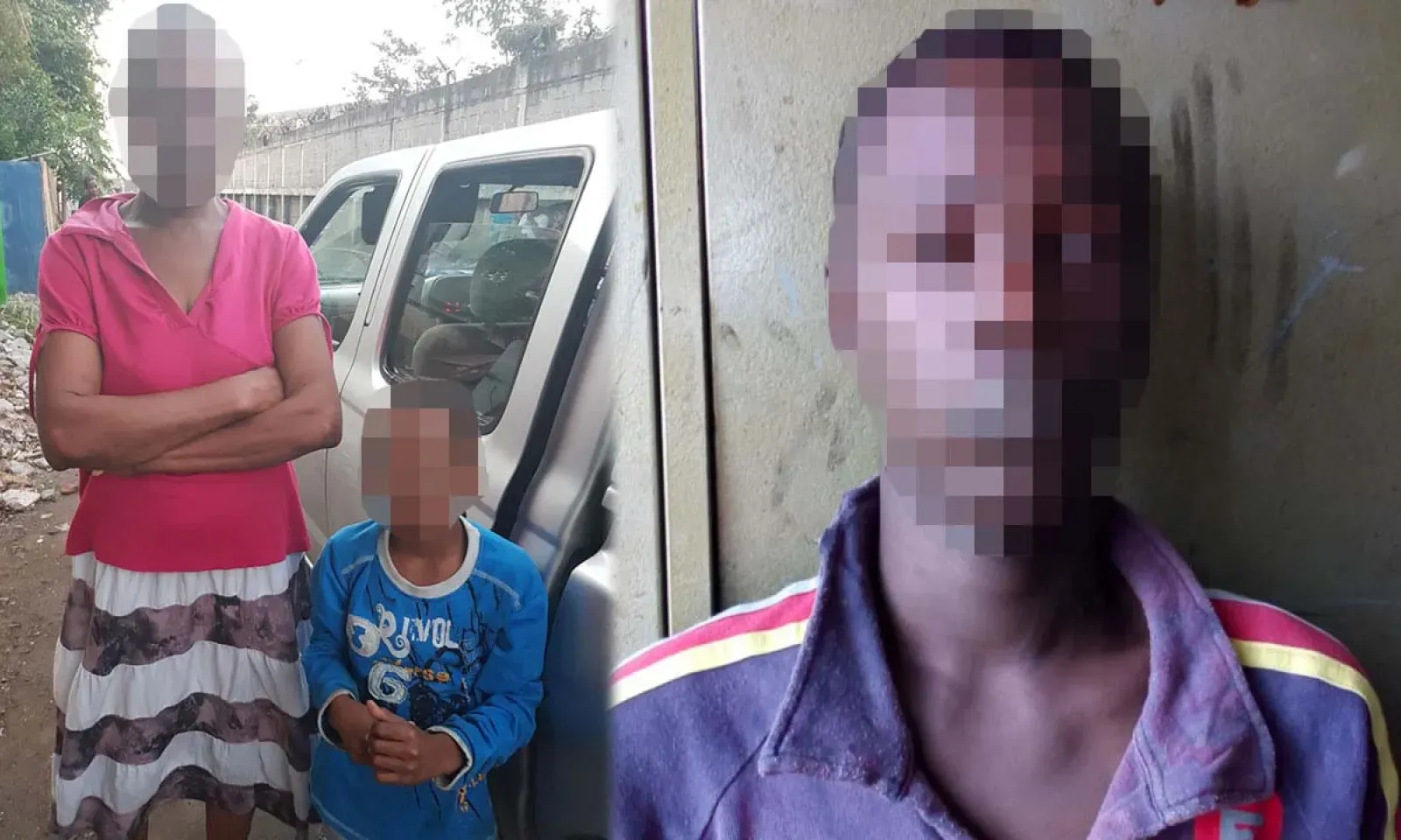 Le garçonnet et sa mère / Son frère aîné, Dioslyn.