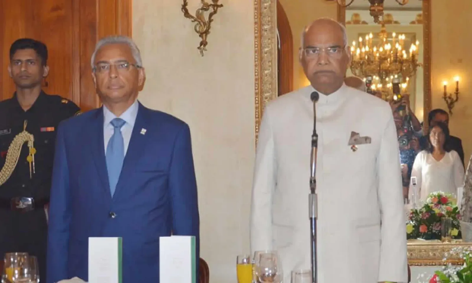Le Premier ministre Pravind Jugnauth et le Président indien Ram Nath Kovind