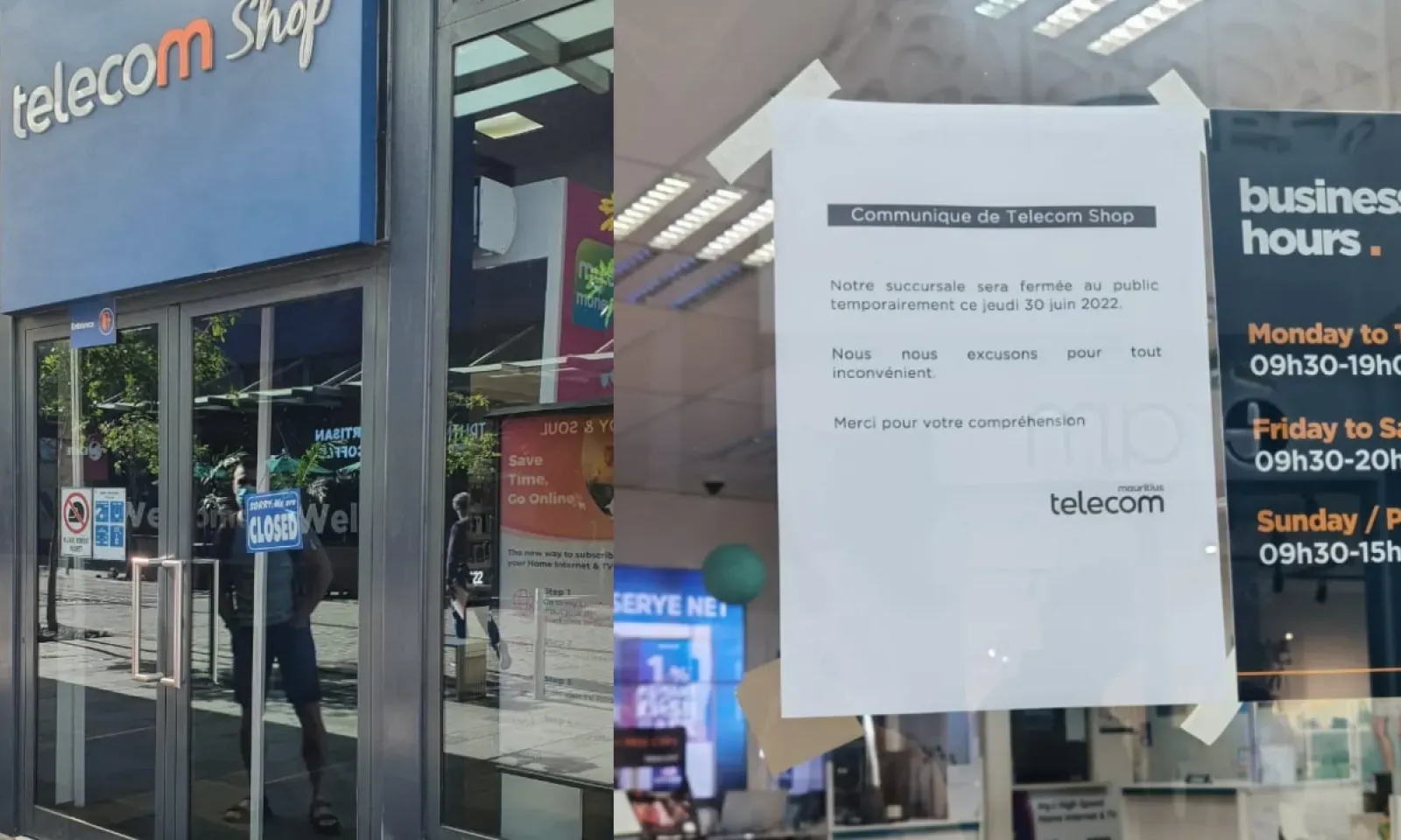 Images : succursale de Grand Baie (g) et Bagatelle  