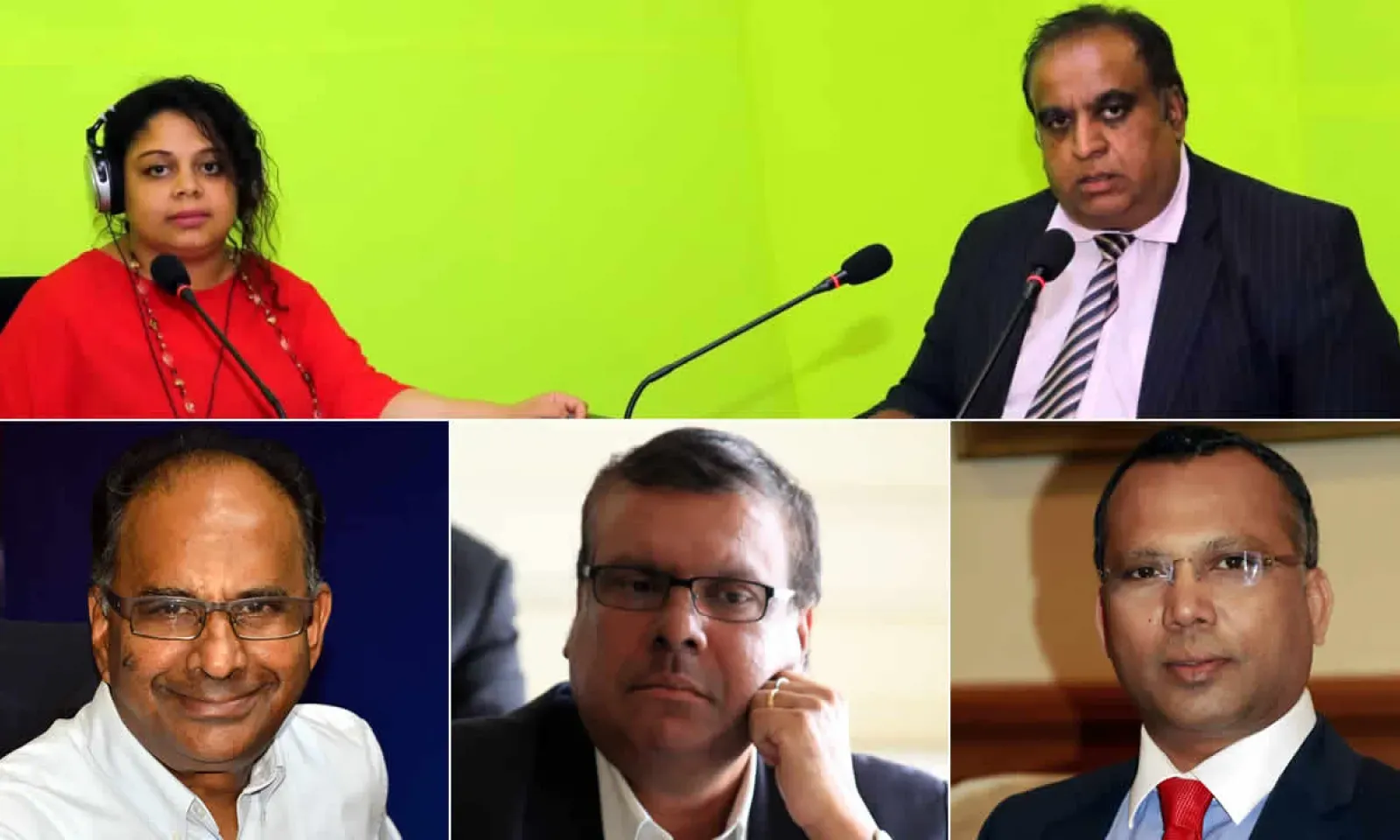 Florence Alexandre, Rajen Narsinghen, Alan Ganoo, Veda Baloomoody et Satish Faugoo.