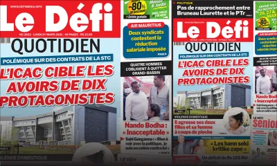 Voici la Une du Défi Quotidien de ce lundi 01 mars 2021