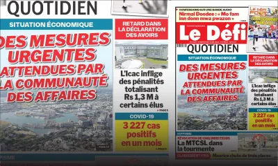 Voici la une du Défi Quotidien de ce vendredi 01 avril 2022