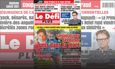 Voici la Une du Défi Plus de ce samedi 01 mai 2021