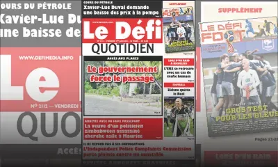 Voici la Une du Defi Quotidien de ce vendredi 01 juin 2018