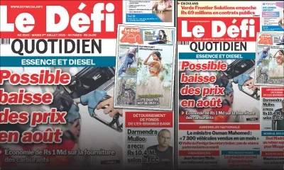 Voici la une du Défi Quotidien de ce Mardi 01 Juillet 2025