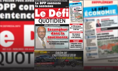 Voici la Une du Defi Quotidien de ce mercredi 01 août 2018