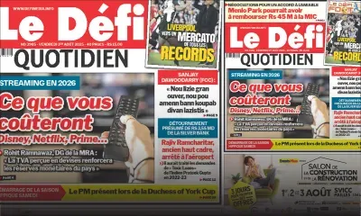 Voici la une du Défi Quotidien de ce Vendredi 01 Août 2025