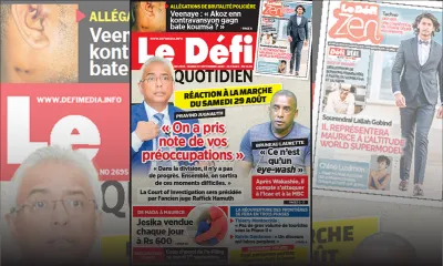 Voici la Une du Defi Quotidien de ce Mardi 01 Septembre 2020