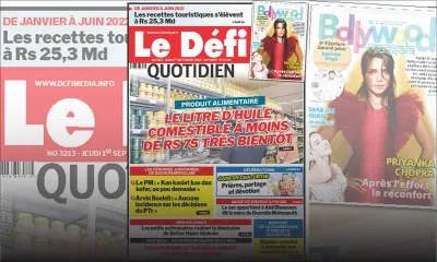 Voici la une du Défi Quotidien de ce jeudi 01 Septembre 2022