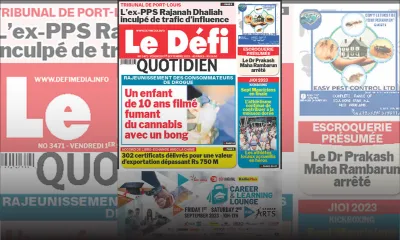 Voici la une du Défi Quotidien de ce Vendredi 01 Septembre 2023