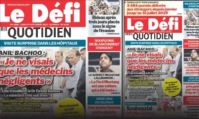 Voici la une du Défi Quotidien de ce Lundi 01 Septembre 2025