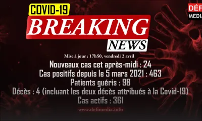 Covid-19 : 24 nouveaux cas enregistrés ce vendredi 2 avril