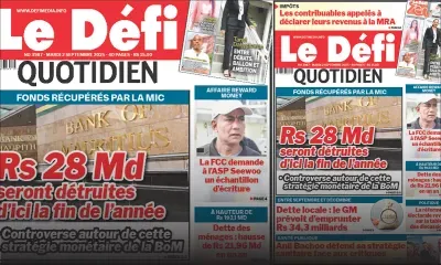 Voici la une du Défi Quotidien de ce Mardi 02 Septembre 2025