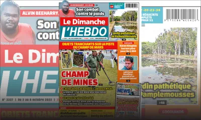 Voici la Une de Le Dimanche/L'Hebdo de ce dimanche 02 Octobre 2022
