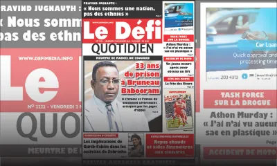 Voici la Une du Defi Quotidien de ce vendredi 02 Novembre 2018