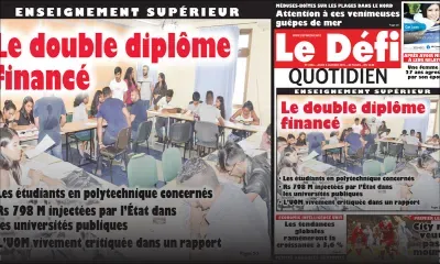 Voici la Une du Defi Quotidien de ce jeudi 03 janvier 2019