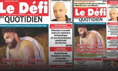 Voici la une du Défi Quotidien de ce Lundi 03 Février 2025