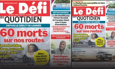 Voici la une du Défi Quotidien de ce Lundi 03 Juin 2024