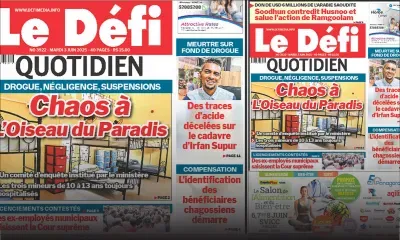 Voici la une du Défi Quotidien de ce Mardi 03 Juin 2025