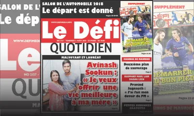 Voici la Une du Defi Quotidien de ce vendredi 03 août 2018