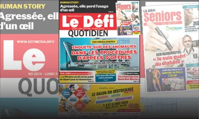 Voici la Une du Defi Quotidien de ce lundi 03 août 2020
