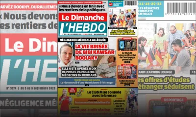 Voici la Une de Le Dimanche/L'Hebdo de ce Dimanche 03 Septembre 2023