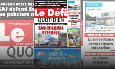 Voici la Une du Defi Quotidien de ce jeudi 03 octobre 2019