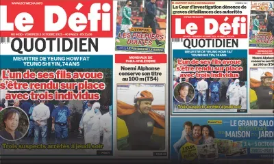 Voici la une du Défi Quotidien de ce Vendredi 03 Octobre 2025