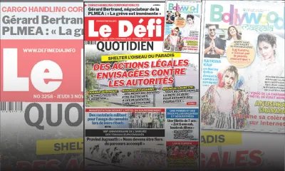 Voici la une du Défi Quotidien de ce jeudi 03 Novembre 2022