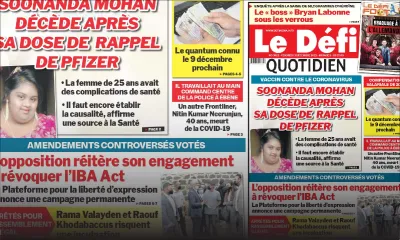 Voici la Une du Défi Quotidien de ce vendredi 03 Décembre 2021