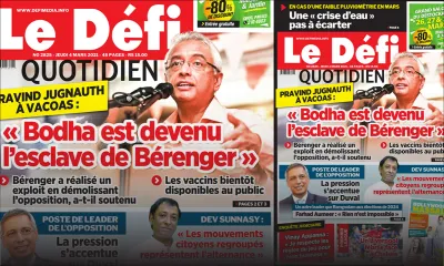 Voici la Une du Défi Quotidien de ce jeudi 04 mars 2021