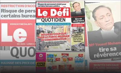 Voici la une du Défi Quotidien de ce lundi 04 avril 2022