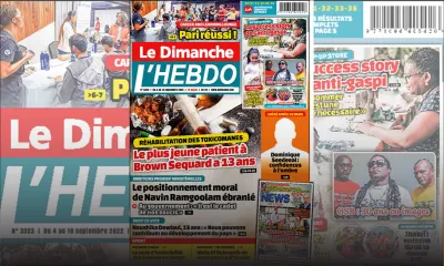 Voici la Une de Le Dimanche/L'Hebdo de ce dimanche 04 Septembre 2022