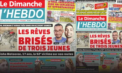 Voici la Une de Le Dimanche/L'Hebdo de ce dimanche 04 octobre 2020
