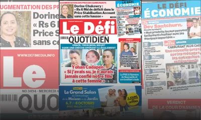 Voici la une du Défi Quotidien de ce Mercredi 04 Octobre 2023