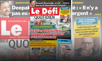 Voici la Une du Défi Quotidien de ce mercredi 04 novembre 2020