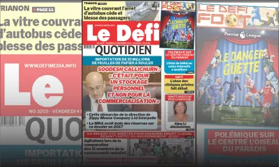 Voici la une du Défi Quotidien de ce vendredi 04 Novembre 2022