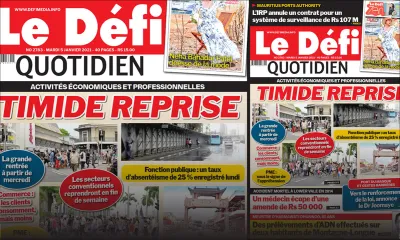 Voici la Une du Défi Quotidien de ce mardi 05 janvier 2021