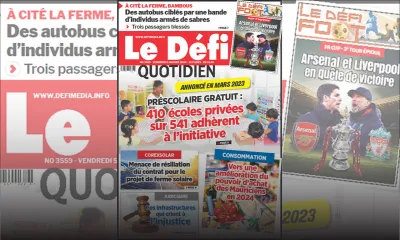 Voici la une du Défi Quotidien de ce Vendredi 05 Janvier 2024