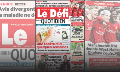 Voici la une du Défi Quotidien de ce Lundi 05 Février 2024